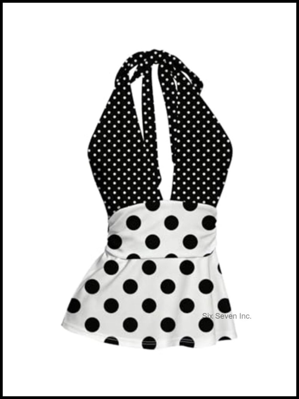 Women's Polka Dot Halter Tank Top Sleeveless Open Back Peplum